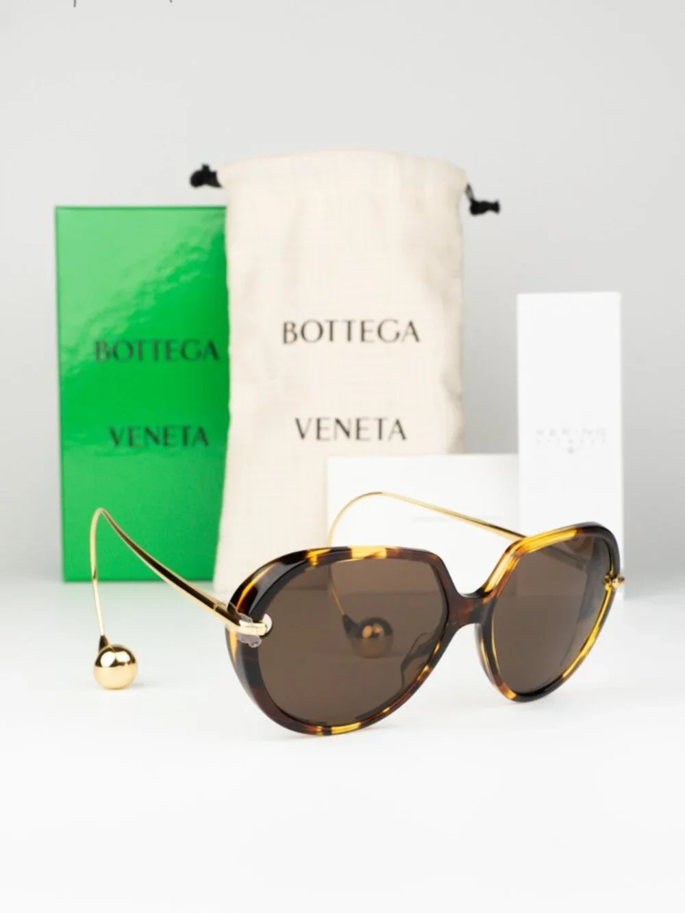 Bottega Veneta Women Sunglasses Havana Gold Brown BV1436S 002 NEW AUTHENTIC